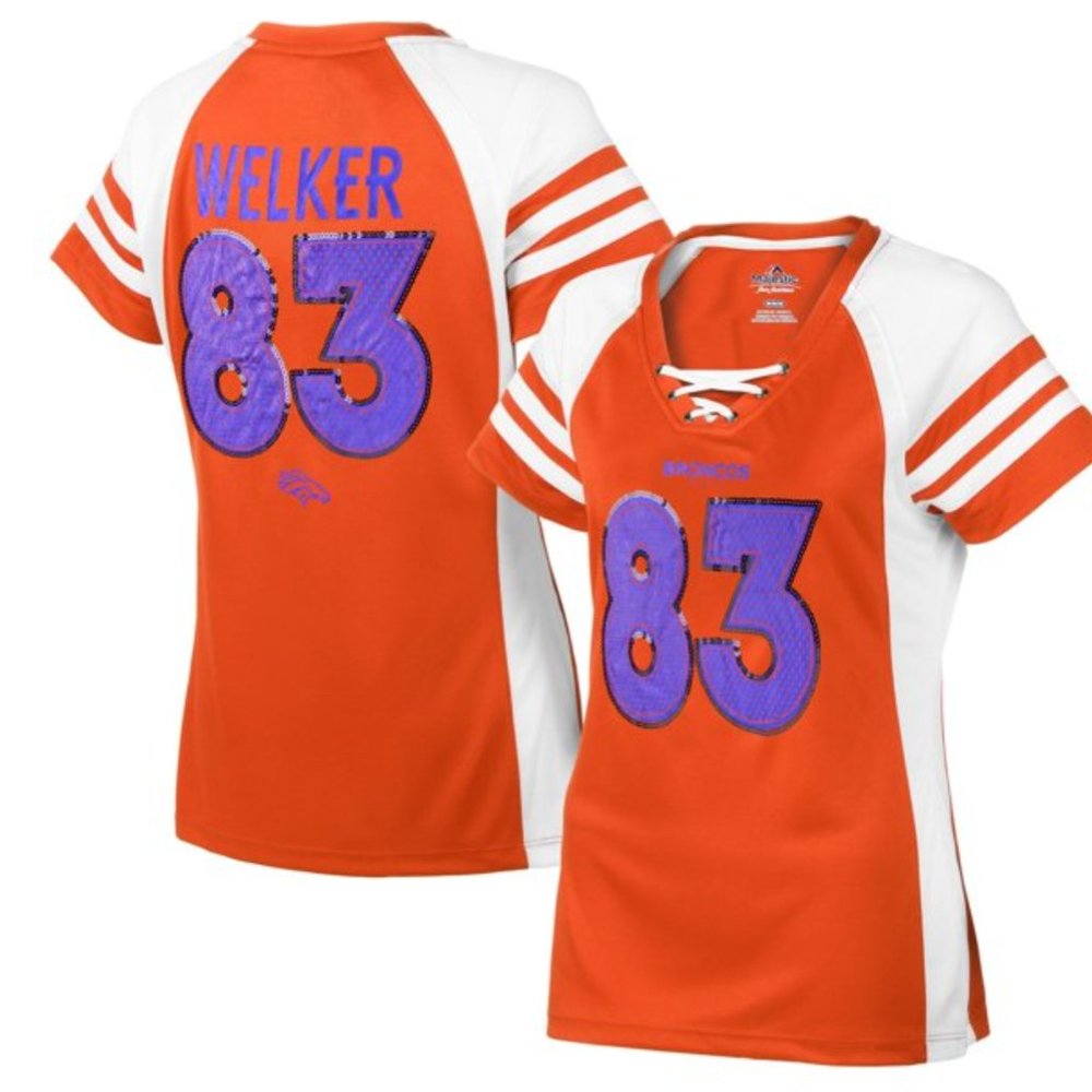 Ladies Denver Broncos Majestic Wes Welker #83 Jersey Draft Him Shirt